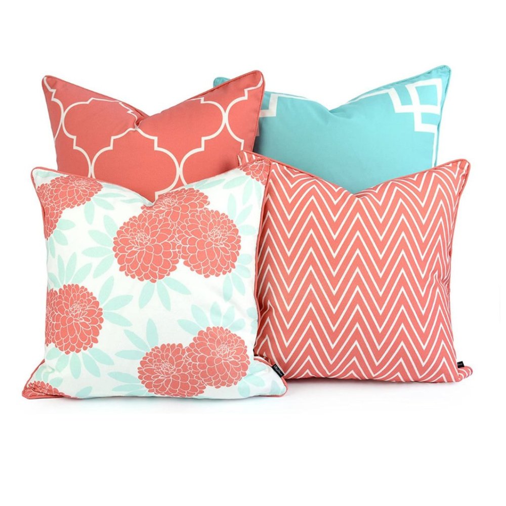 4-Pcs Colorful Pillow Covers, Living Room, Patio, Lounge Sofa, 18"x18", 20"x20"